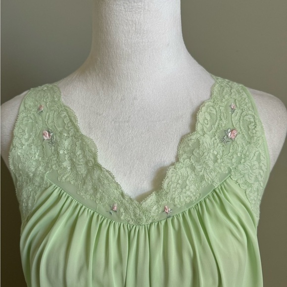 Shadowline Two Piece Vintage Mint Green Nightgown and Robe Peignoir Set - Picture 3 of 12